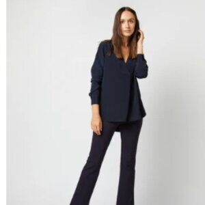 Ann Mashburn Nyala Blouse in Navy Silk, Size Small NEW
